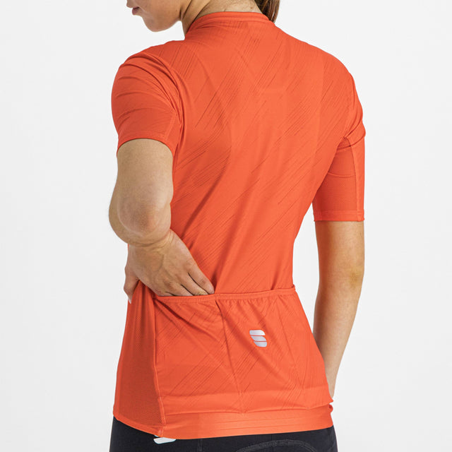 Ženski kolesarski dres s kratkimi rokavi Sportful Flare (pompelmo)