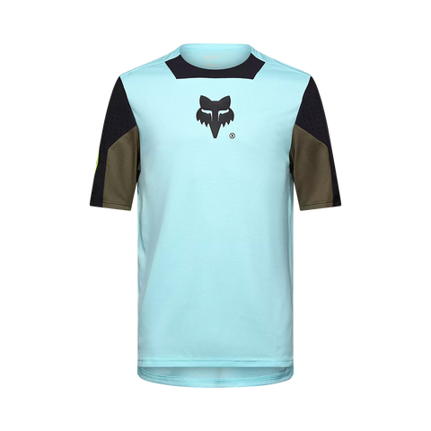 Moški kolesarski dres s kratkimi rokavi Fox Defend Elevated (light blue)