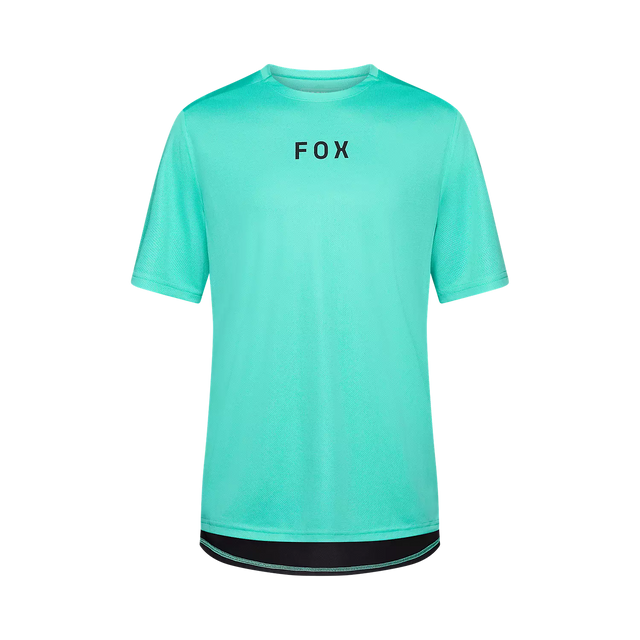 Moški kolesarski dres s kratkimi rokavi Fox Ranger Wordmark (aqua blue)