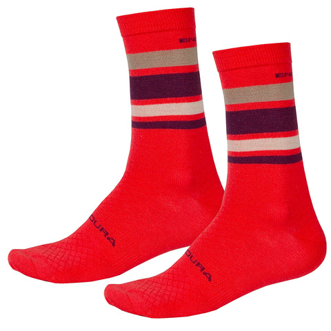 Zimske kolesarske nogavice Endura BaaBaa Merino Stripe (red)