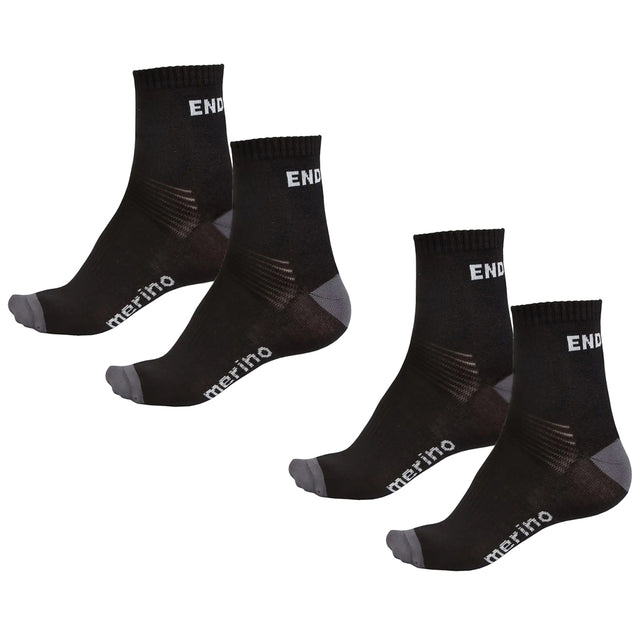 Unisex zimske kolesarske nogavice Endura BaaBaa Merino (twin-pack, black)
